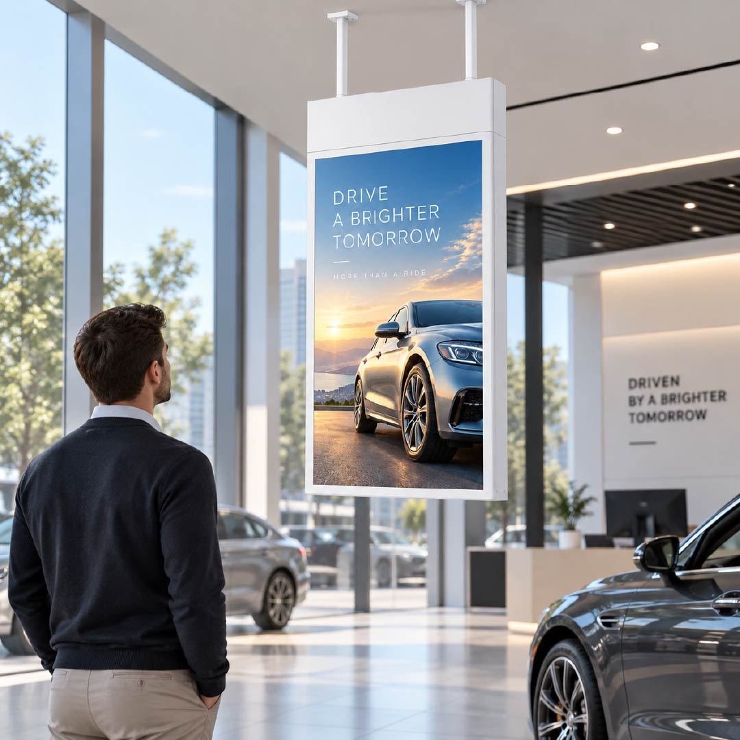 43-Inch Double-Sided Ceiling-Hanging Digital Signage Commercial Application and Deployment Scenario