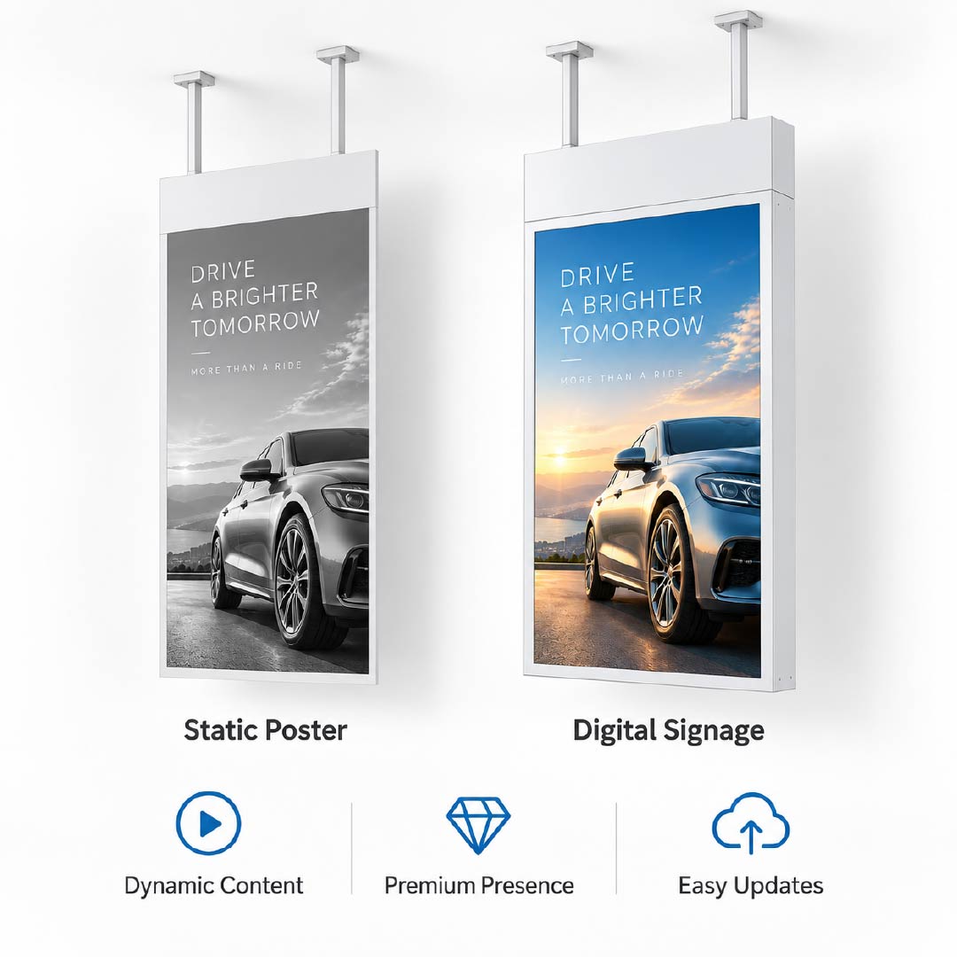 43-Inch Double-Sided Ceiling-Hanging Digital Signage Hardware and System Configuration