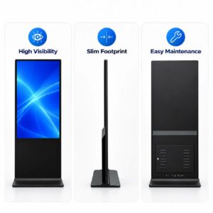 Floor Standing Digital Signage – Front Side & Rear Views