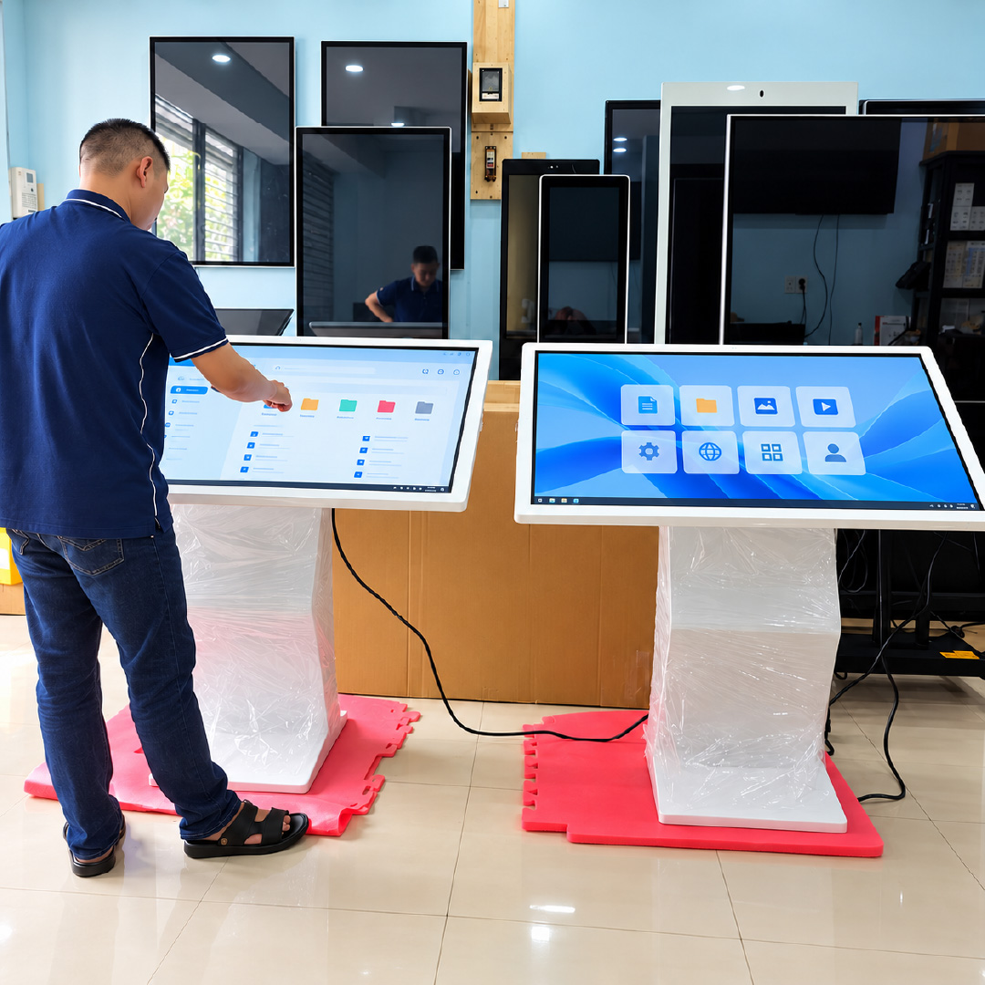 55-Inch K Shaped Touch Screen Kiosk Preview