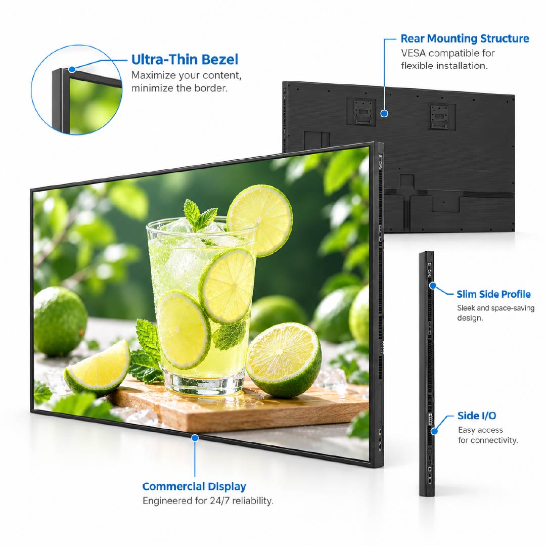 43-Inch Ultra-Slim Bezel Wall-Mounted Digital Signage Key Features and Commercial Display Benefits
