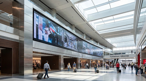Digital signage in a transport hub