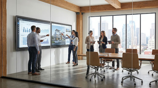 Interactive flat panel in a meeting room