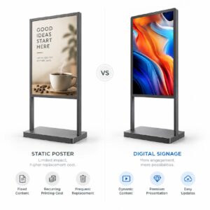 High Brightness Display – Static Poster vs Digital Signage